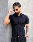 پیراهن آستین کوتاه تک رنگ مردانه