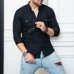 پیراهن آستین بلند کتان دو جیب - رنگ بندی کامل