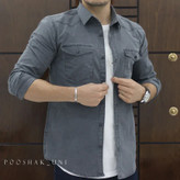 پیراهن آستین بلند کتان دو جیب - رنگ بندی کامل