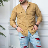 پیراهن آستین بلند کتان دو جیب - رنگ بندی کامل