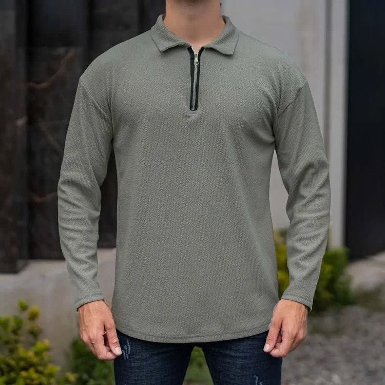 تیشرت نیم زیپ نیم یقه مراکشی مردانه اورجینال استایل اولد مانی old money -ارجینال