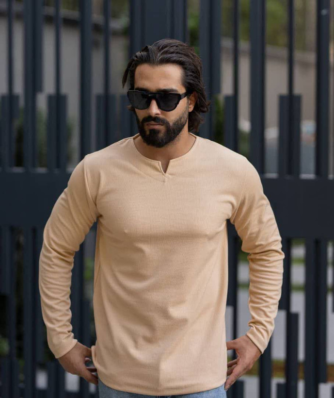 تیشرت نیم زیپ نیم یقه مراکشی مردانه اورجینال استایل اولد مانی old money -ارجینال