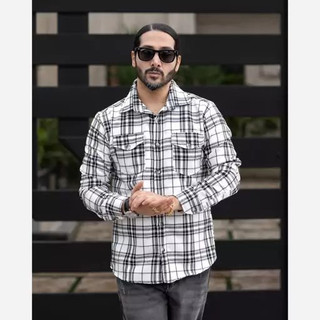 پیراهن پشمی مردانه اورجینال POLO پولو چهارخانه دو جیب