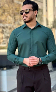 پیراهن تک رنگ استین بلند نخی- کله غازی